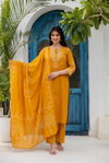 K 1190 By Naisha Cotton Bandhani Printed Kurti With Bottom Dupatta